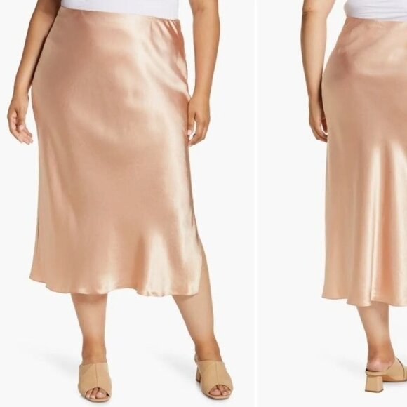 Vince SATIN Side Slid Skirt in Pinkish YARROW Color** US XXL - Picture 1 of 4